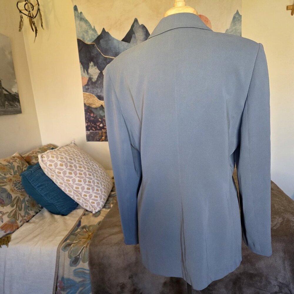 Valerie Stevens 100% Silk Blazer Gray Tailored Suit Jacket Women’s Size 14 - Picture 3 of 16